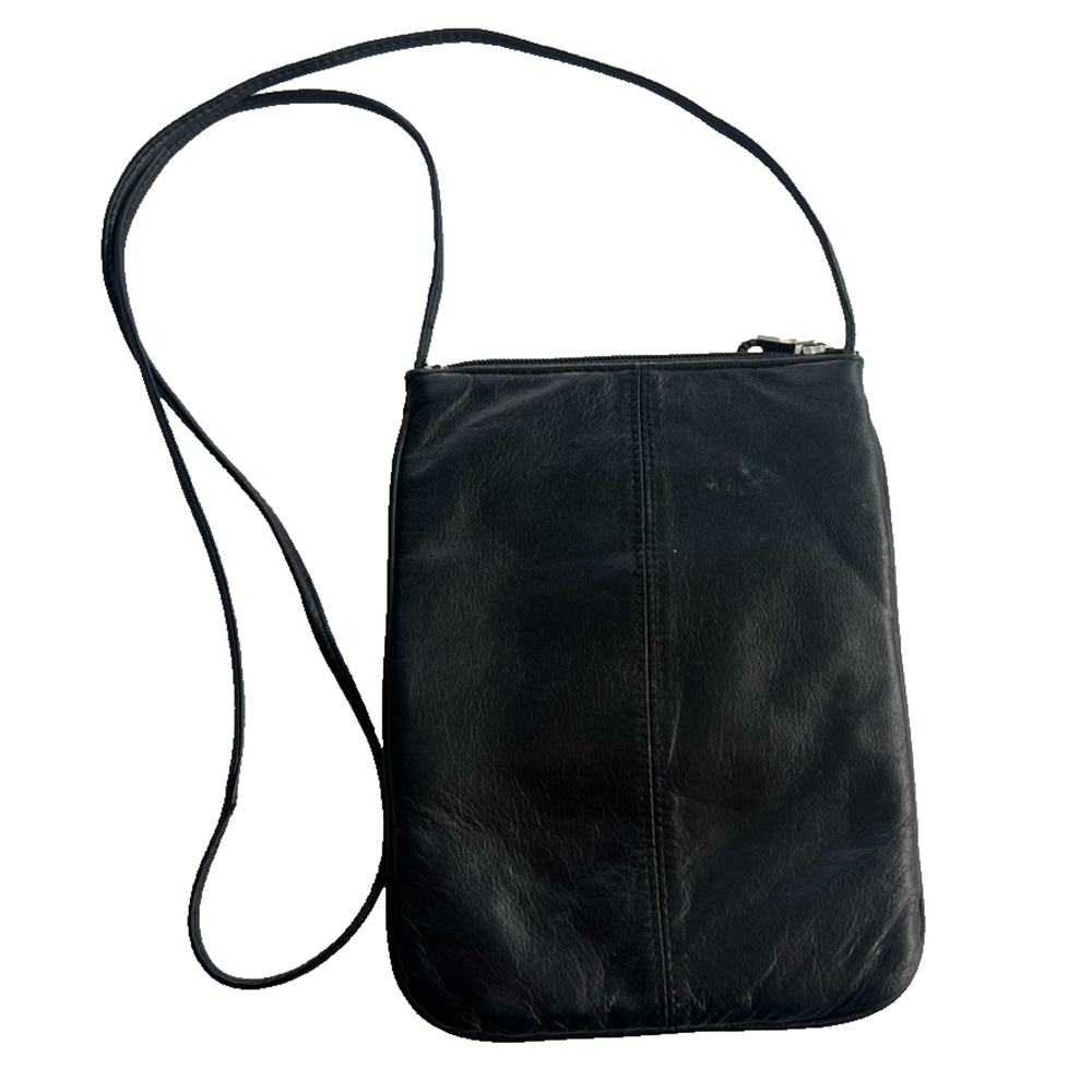Wilsons Leather Maxima Black Crossbody Bag W/ Double Zippers - Picture 2 of 9